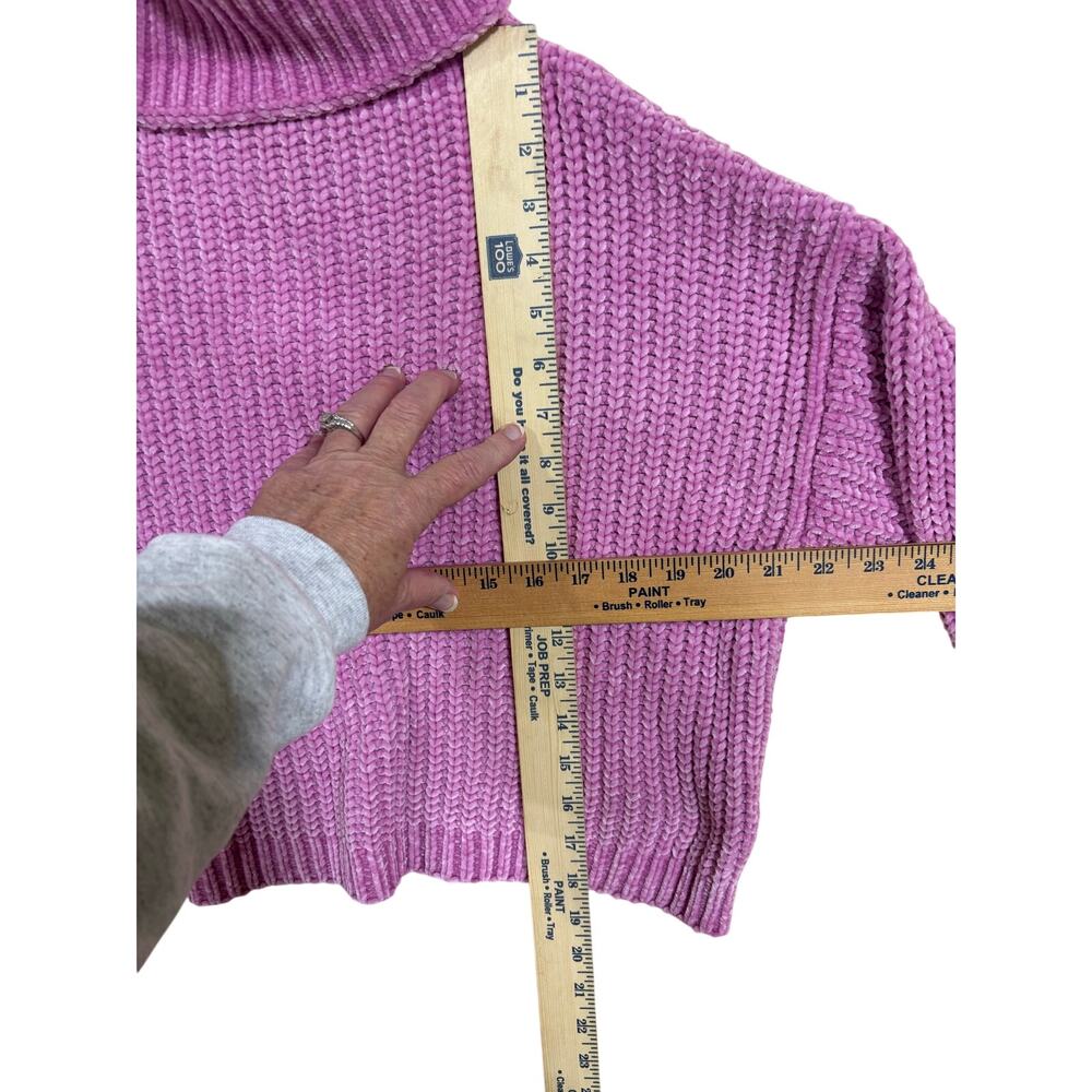 Zenana Pink‎ Chenille Turtleneck Sweater Women’s M Cropped Cozy Soft Knit - Picture 7 of 8